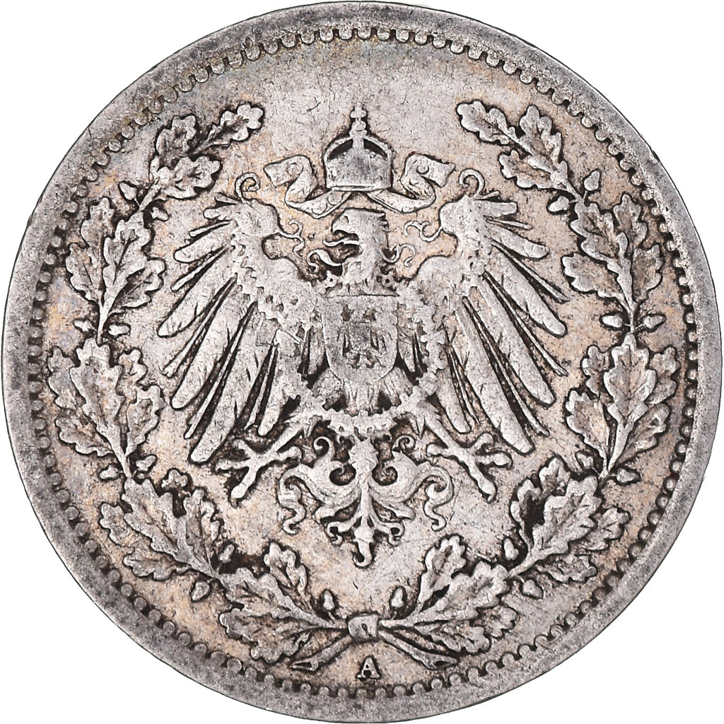 Coin, GERMANY - EMPIRE, 1/2 Mark, 1907, Berlin, VF(30-35), Silver, KM:17