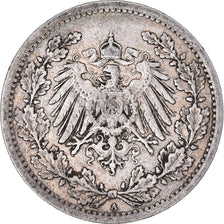 Moneta, NIEMCY - IMPERIUM, 1/2 Mark, 1907, Berlin, VF(30-35), Srebro, KM:17