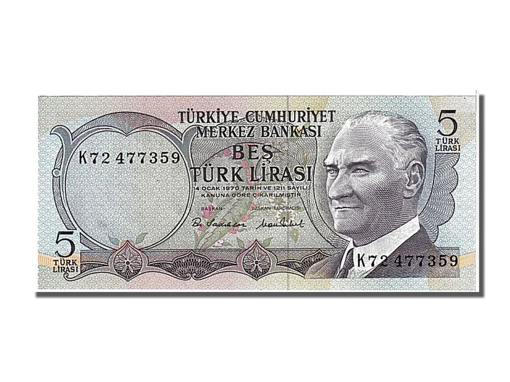 Geldschein, Türkei, 5 Lira, 1976, UNZ