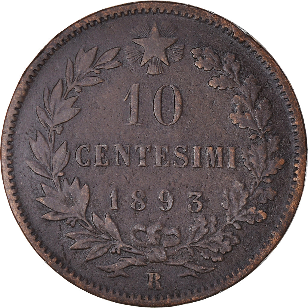 Coin, Italy, Umberto I, 10 Centesimi, 1893, Rome, VF(30-35), Copper, KM:27.2