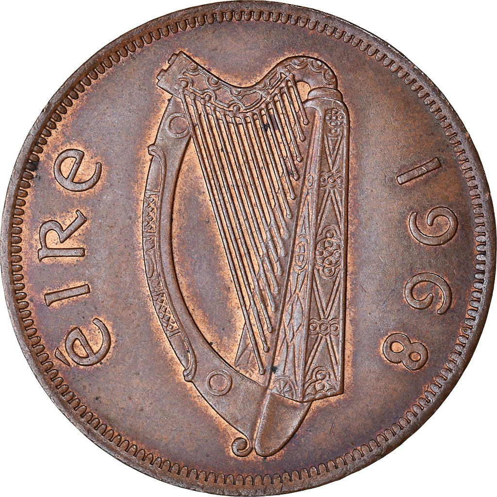 Moneta, REPUBLIKA IRLANDII, Penny, 1968, AU(50-53), Brązowy, KM:11