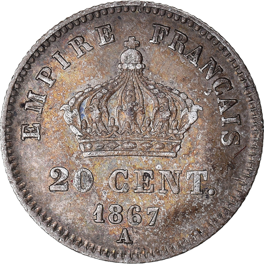 Coin, France, Napoléon III, 20 Centimes, 1867, Paris, AU(50-53), Silver