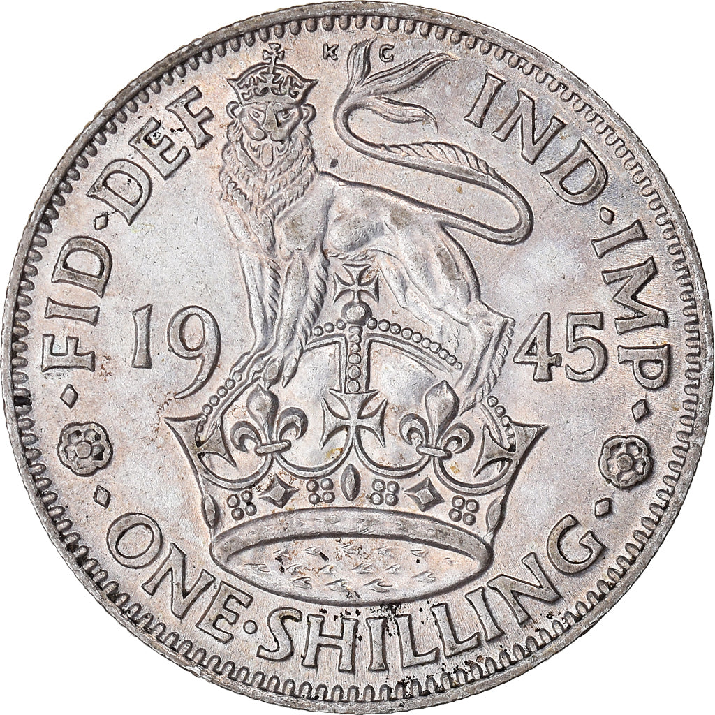 Munten, Groot Bretagne, George VI, Shilling, 1945, ZF, Zilver, KM:853