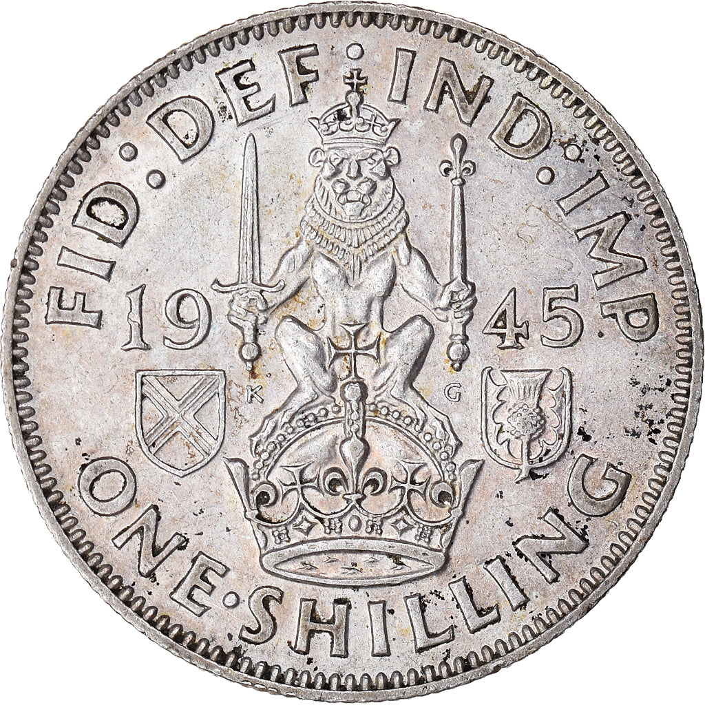 Moneta, Gran Bretagna, George VI, Shilling, 1945, BB, Argento, KM:854