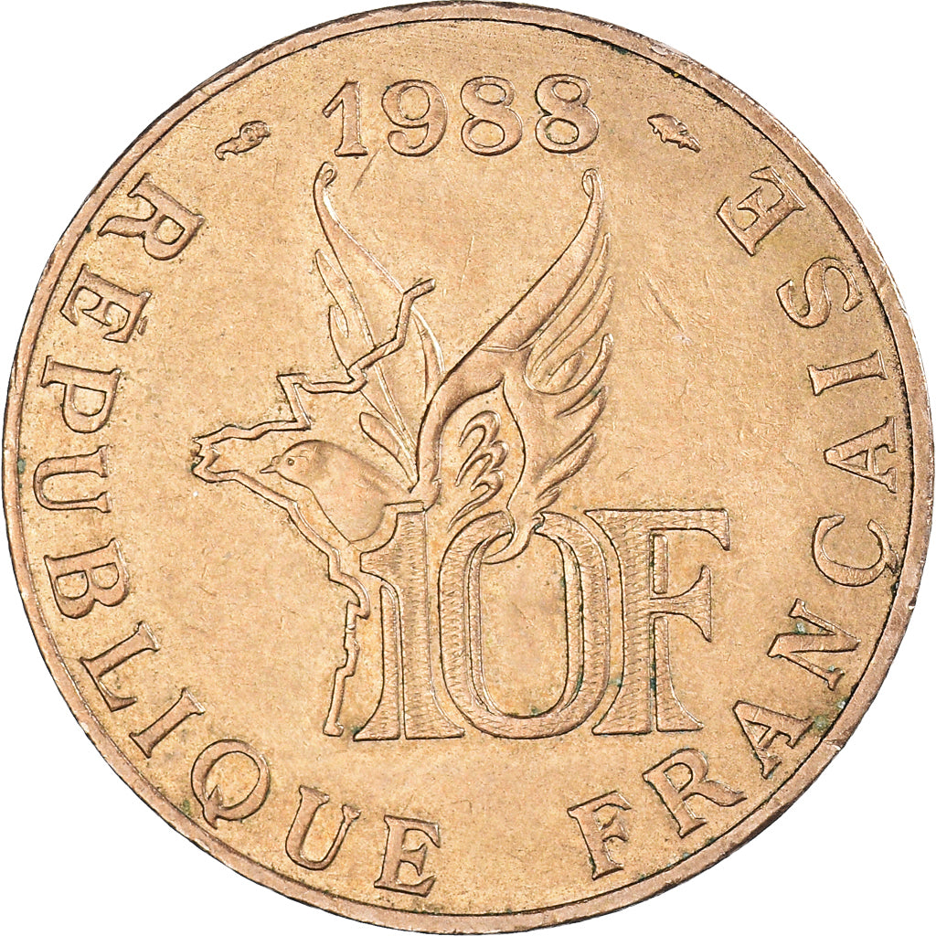 Moneda, Francia, Roland Garros, 10 Francs, 1988, Paris, Tranche B, MBC+