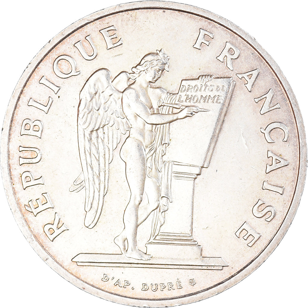 Munten, Frankrijk, Droits de l'Homme, 100 Francs, 1989, ZF+, Zilver, KM:970