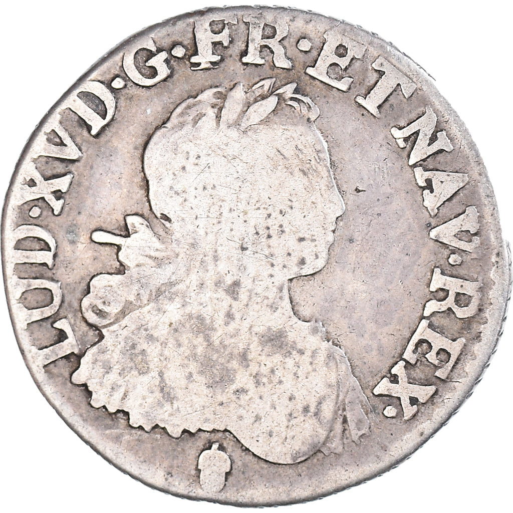Moeda, França, Louis XV, 1/8 Écu aux 8 L, 1/8 Ecu, 1725, Reims, Rara
