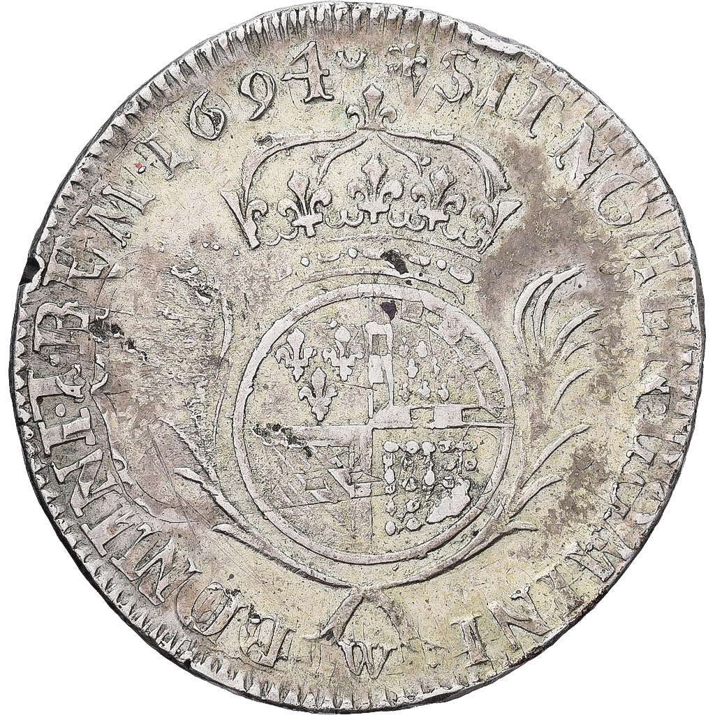 Coin, France, Louis XIV, 1/2 Écu de Flandre aux palmes, 1/2 Ecu, 1694, Lille