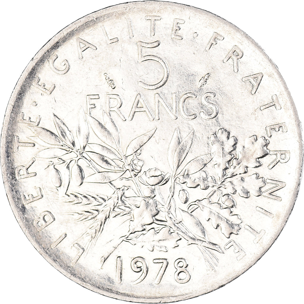 Moneda, Francia, Semeuse, 5 Francs, 1978, Paris, MBC+, Níquel recubierto de