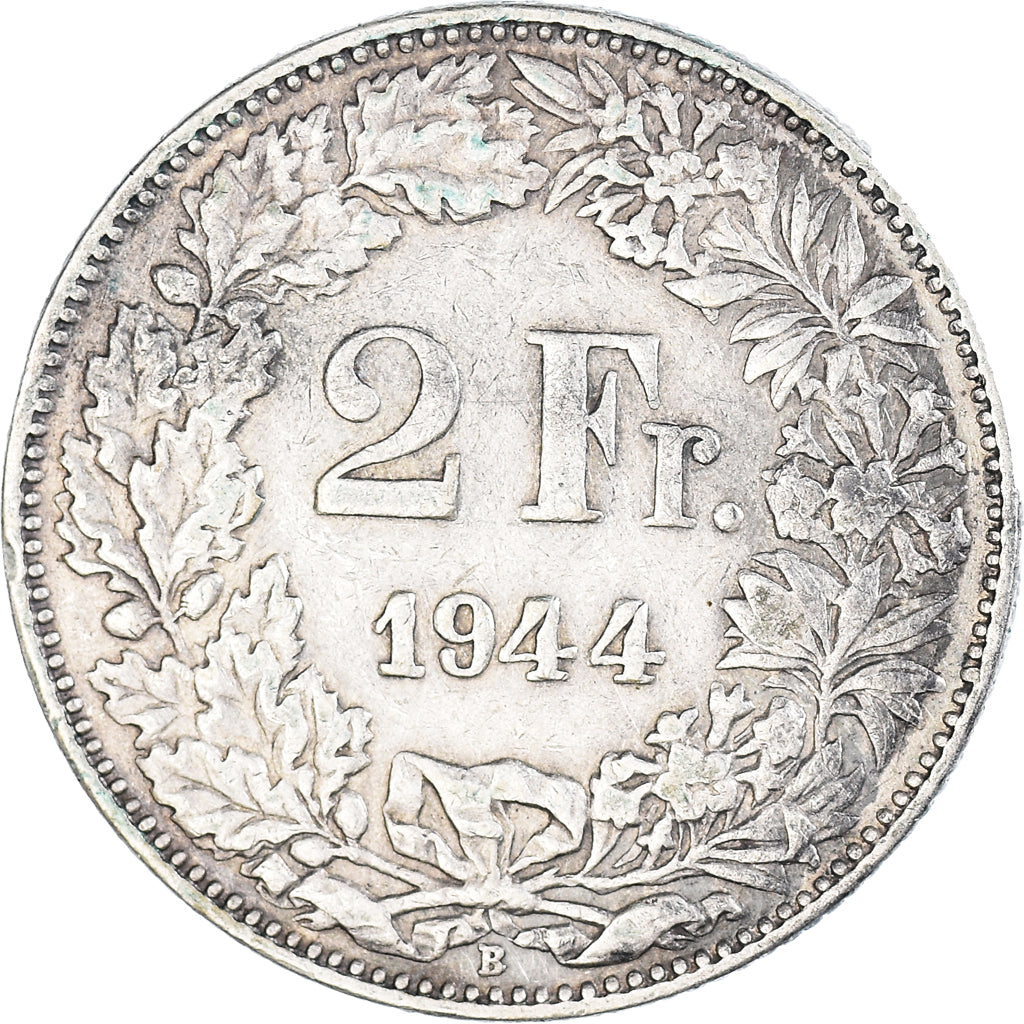 Coin, Switzerland, 2 Francs, 1944, Bern, EF(40-45), Silver, KM:21