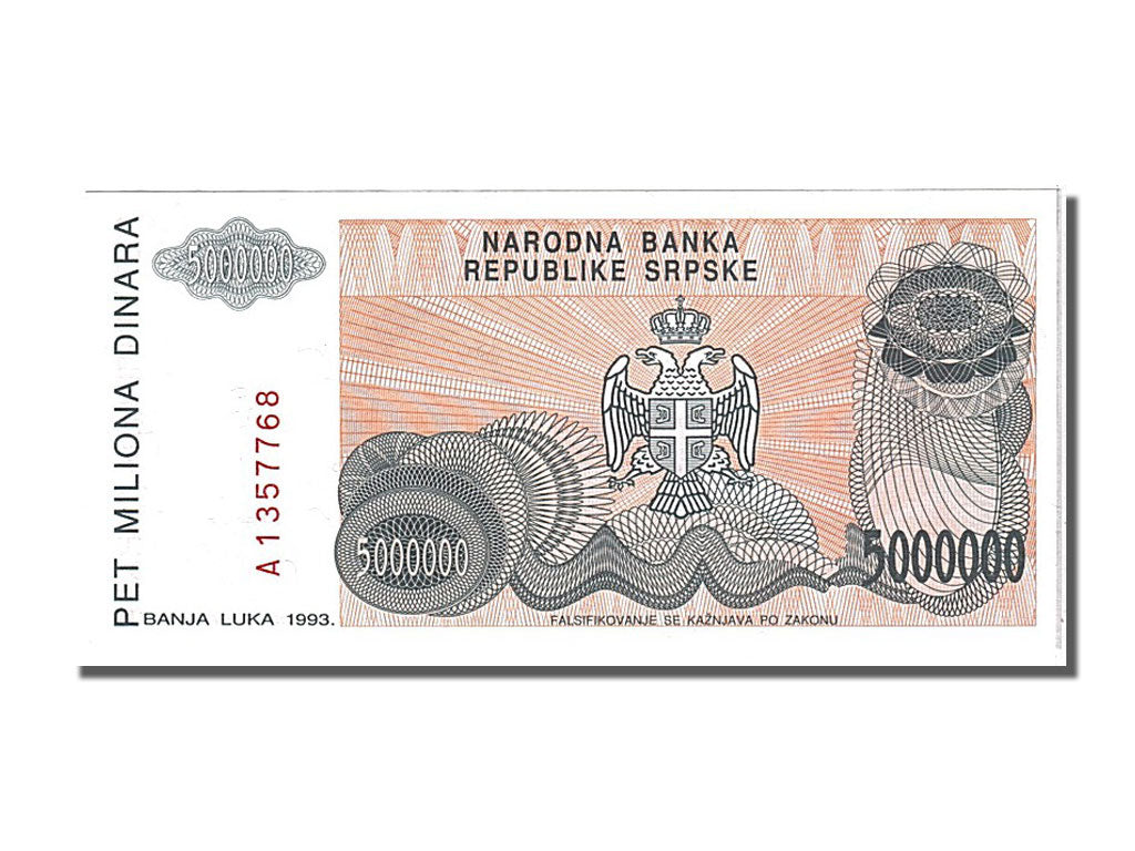 Billet, Bosnia - Herzegovina, 5,000,000 Dinara, 1993, NEUF