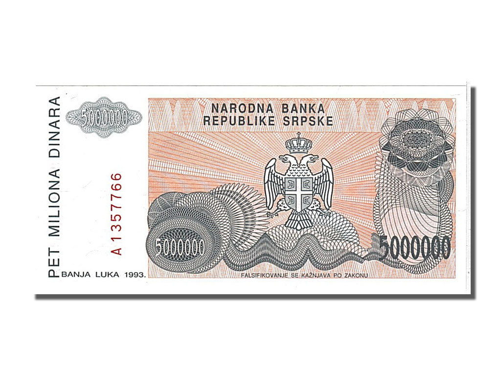 Geldschein, Bosnia - Herzegovina, 5,000,000 Dinara, 1993, UNZ