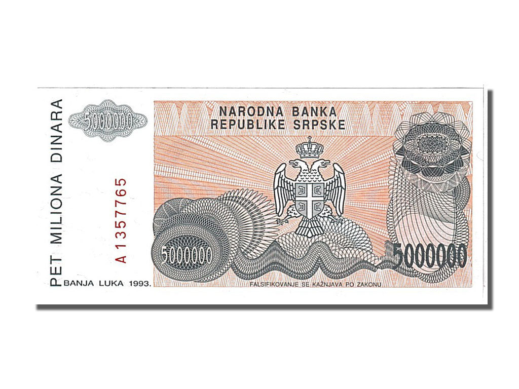 Billet, Bosnia - Herzegovina, 5,000,000 Dinara, 1993, NEUF