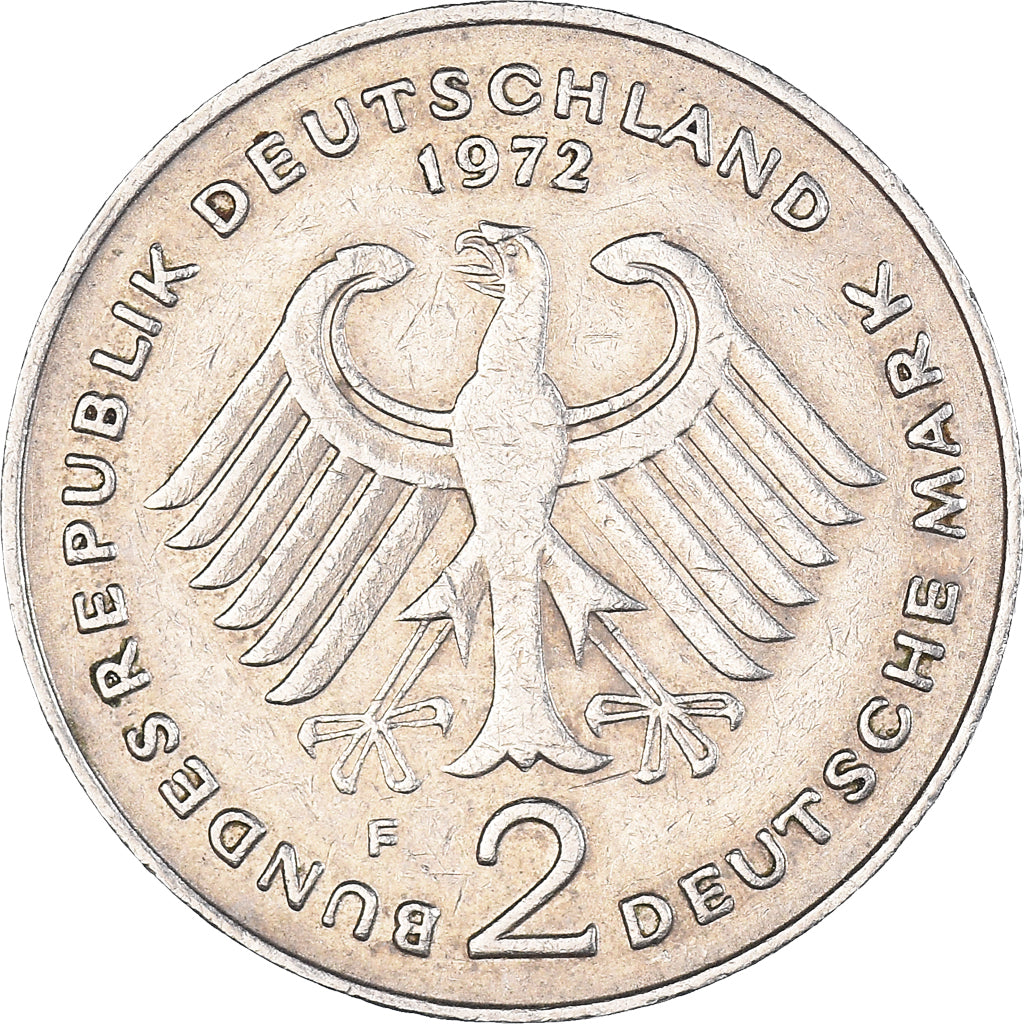 Munten, Federale Duitse Republiek, 2 Mark, 1972, Stuttgart, ZF, Copper-Nickel