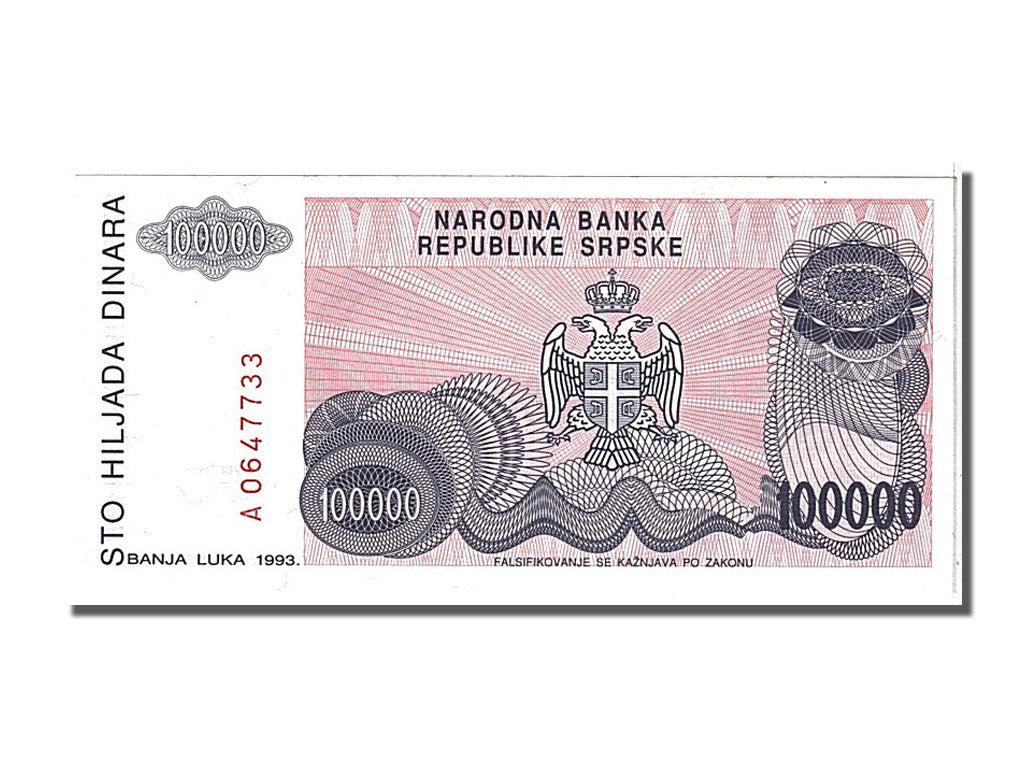 Banknote, Bosnia - Herzegovina, 100,000 Dinara, 1993, UNC(65-70)