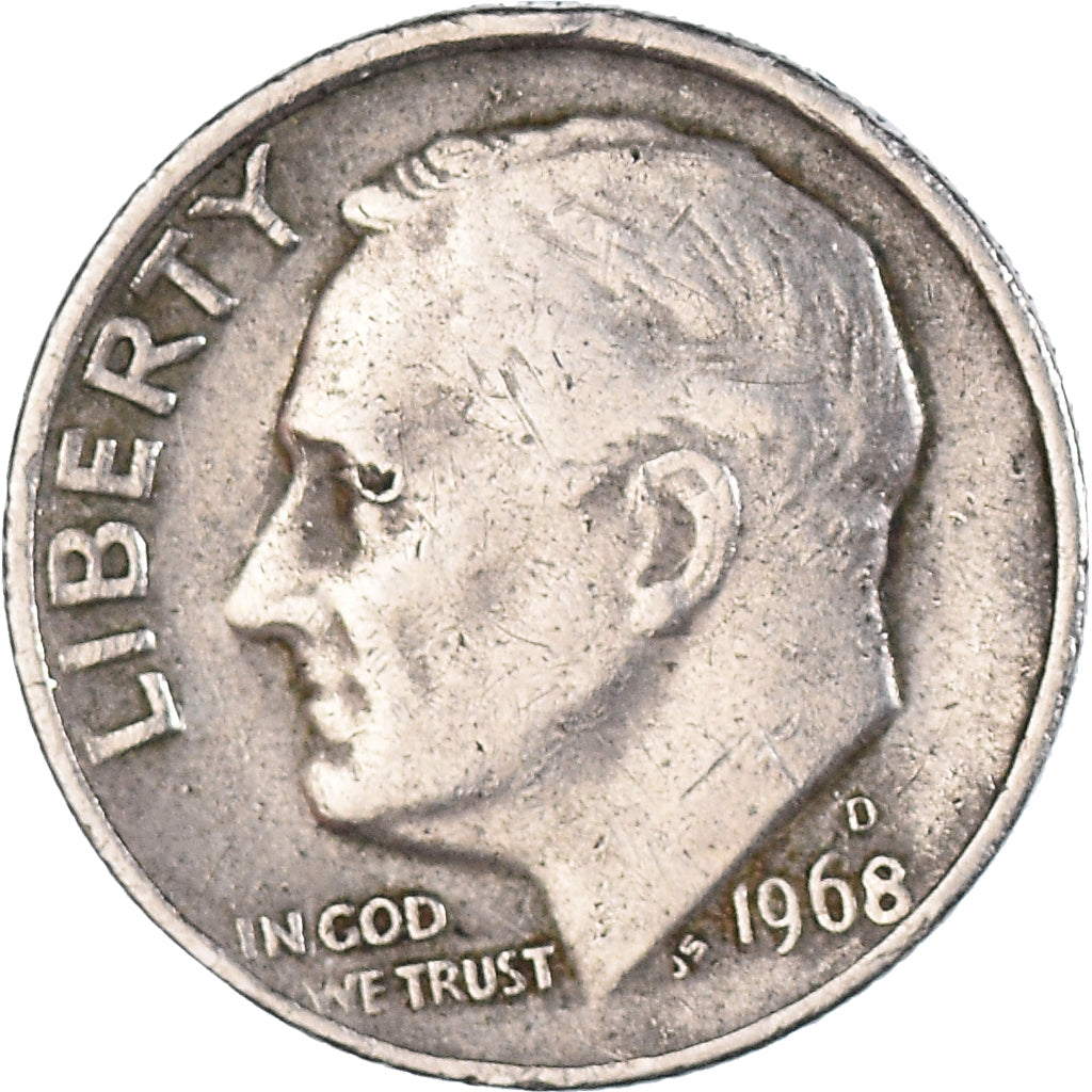 Coin, United States, Dime, 1968, Denver, EF(40-45), Copper-Nickel Clad Copper