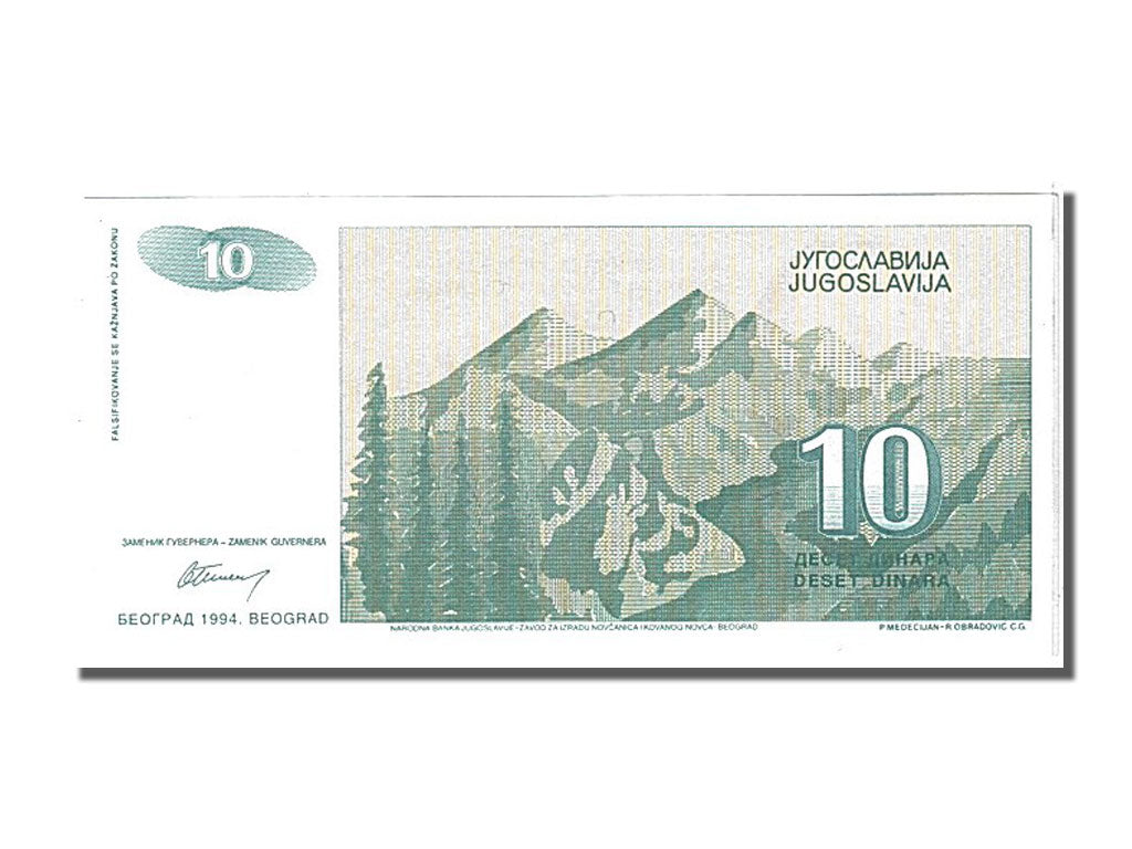 Geldschein, Jugoslawien, 10 Dinara, 1994, UNZ