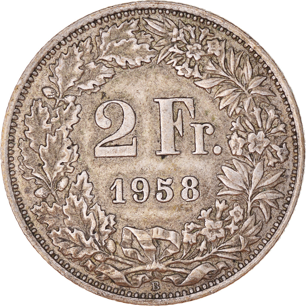 Moneta, Svizzera, 2 Francs, 1958, Bern, BB, Argento, KM:21