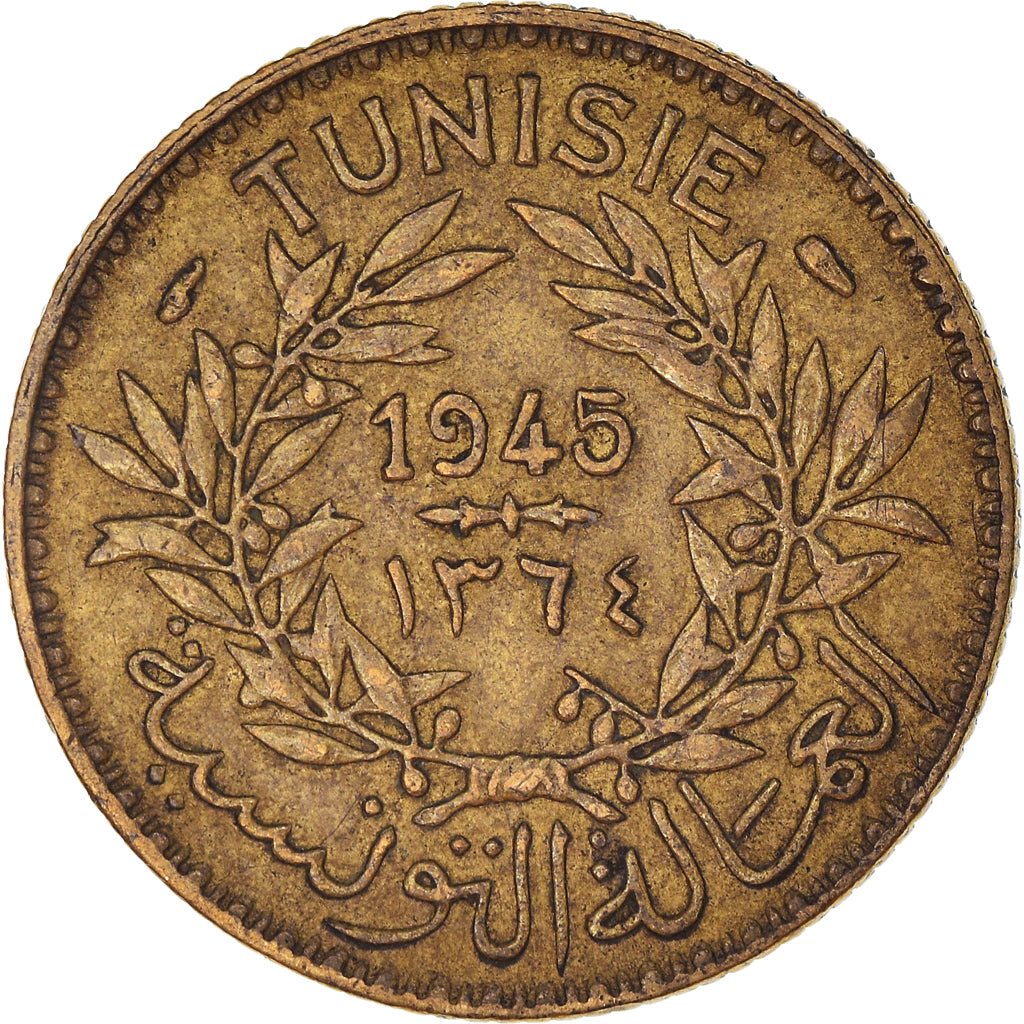 Munten, Tunisië, Anoniemen, Franc, AH 1364/1945, Paris, ZF, Aluminum-Bronze