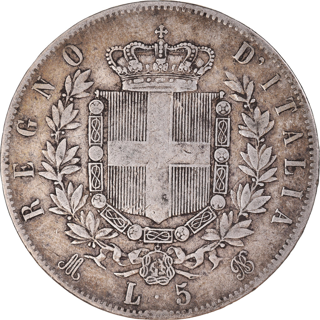 Moneta, Italia, Vittorio Emanuele II, 5 Lire, 1874, Milan, MB+, Argento, KM:8.3
