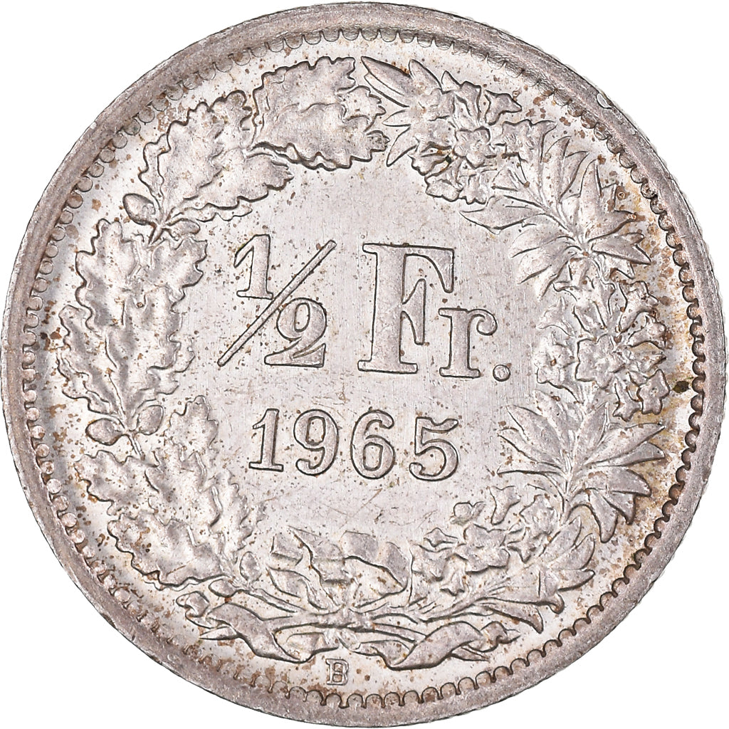 Coin, Switzerland, 1/2 Franc, 1965, Bern, AU(55-58), Silver, KM:23