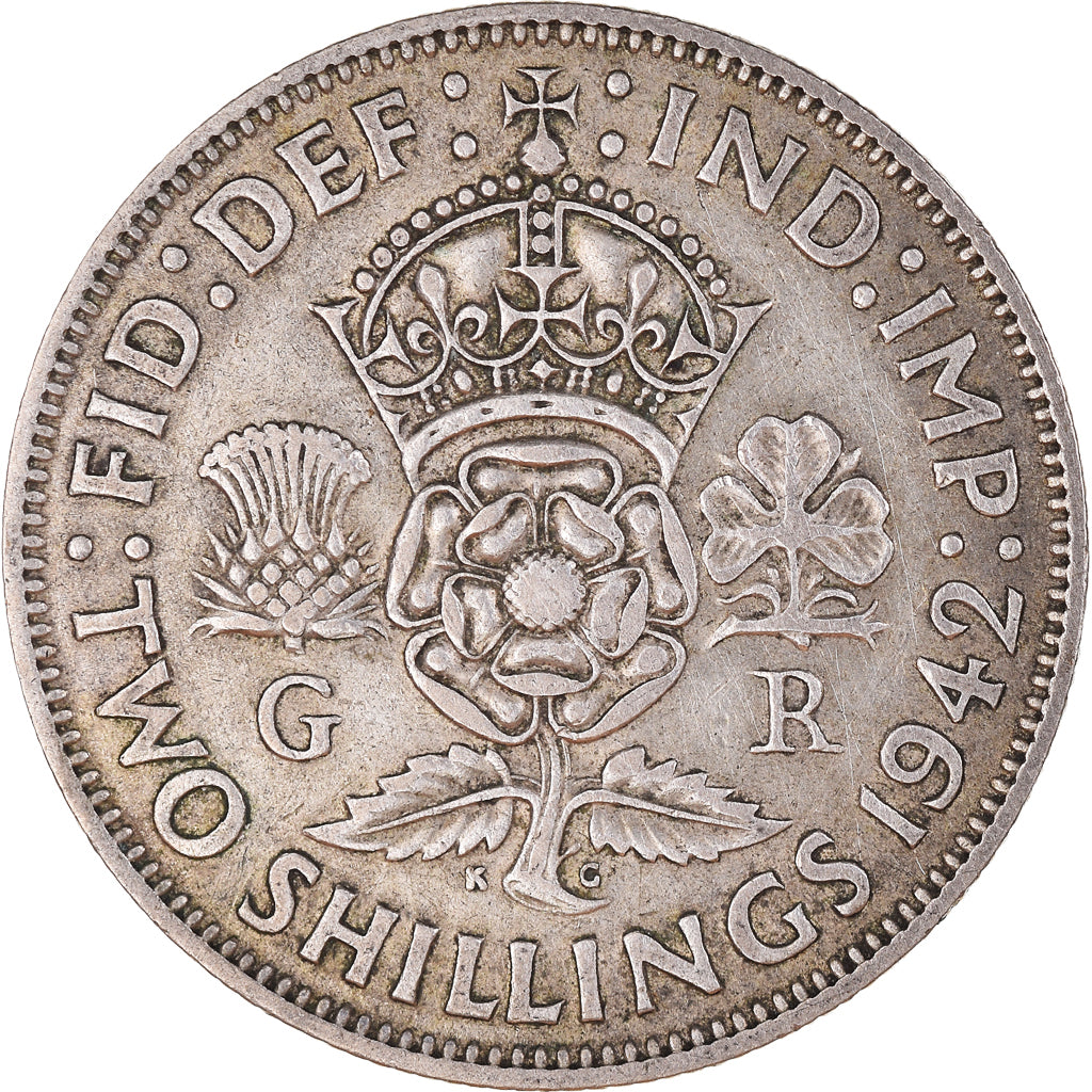 Coin, Great Britain, George VI, Florin, Two Shillings, 1942, EF(40-45), Silver