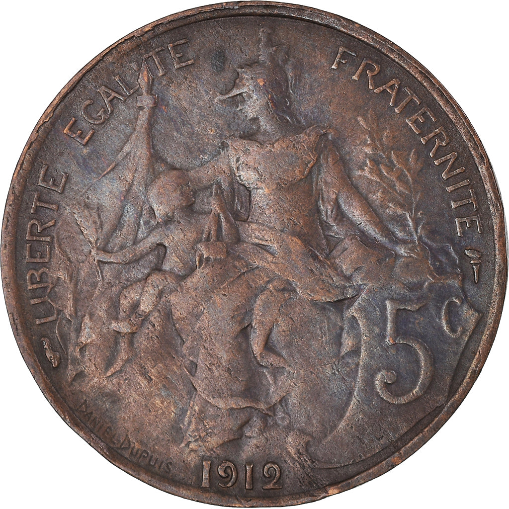 Münze, Frankreich, Dupuis, 5 Centimes, 1912, Paris, SS, Bronze, KM:842