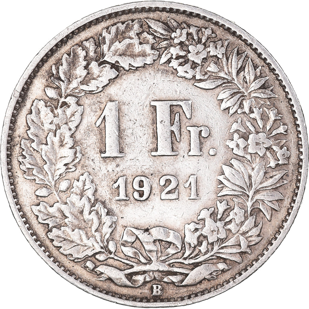 Munten, Zwitserland, Franc, 1921, Bern, FR+, Zilver, KM:24
