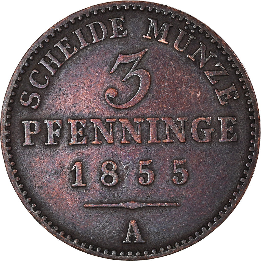 Coin, German States, PRUSSIA, Friedrich Wilhelm IV, 3 Pfennig, 1855, Berlin