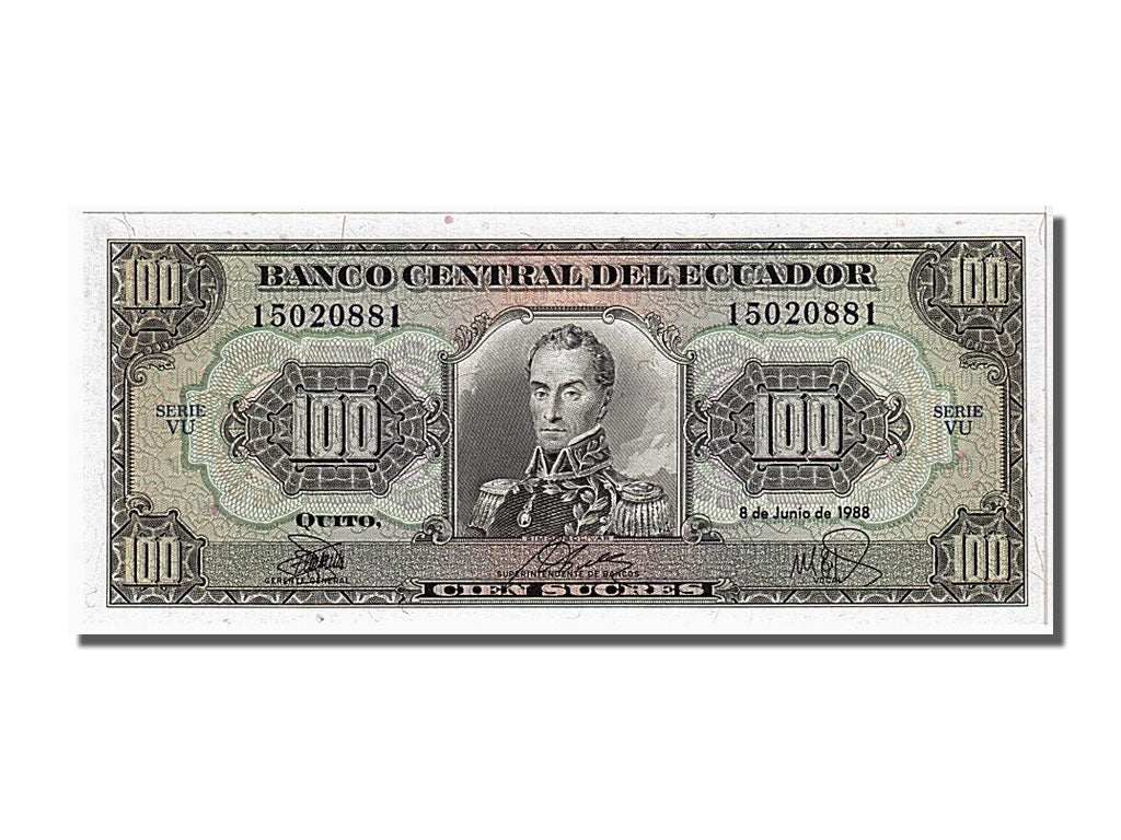 Banknote, Ecuador, 100 Sucres, 1988, 1988-06-08, UNC(65-70)