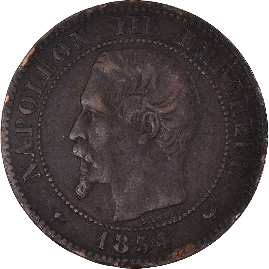 Moneda, Francia, Napoléon III, 2 Centimes, 1854, Lille, BC+, Bronce, KM:776.7