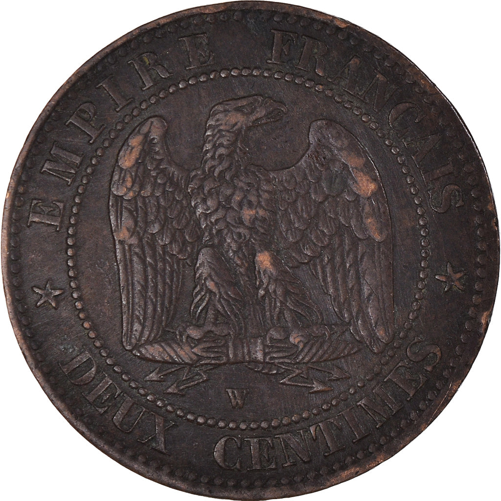 Moneda, Francia, Napoléon III, 2 Centimes, 1854, Lille, BC+, Bronce, KM:776.7