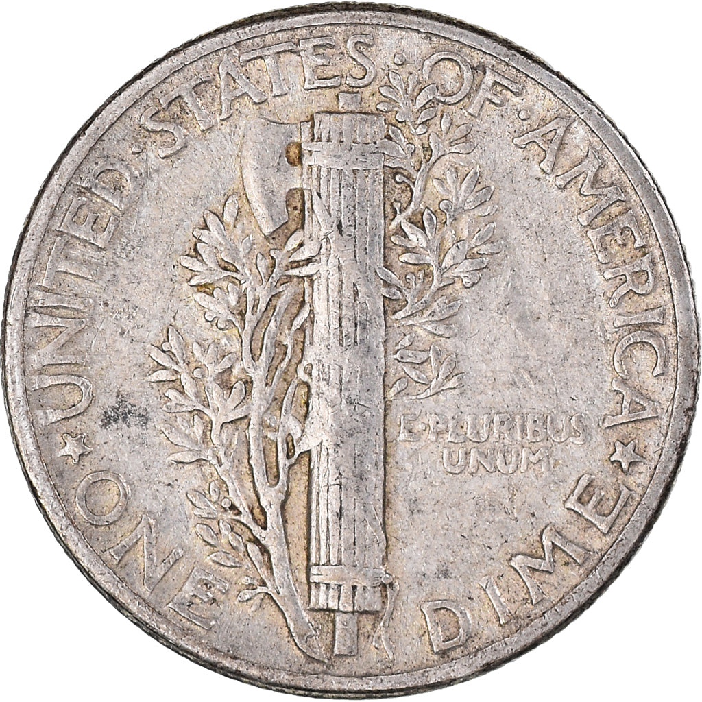 Moneda, Estados Unidos, Barber Dime, 1945, Philadelphia, MBC, Plata
