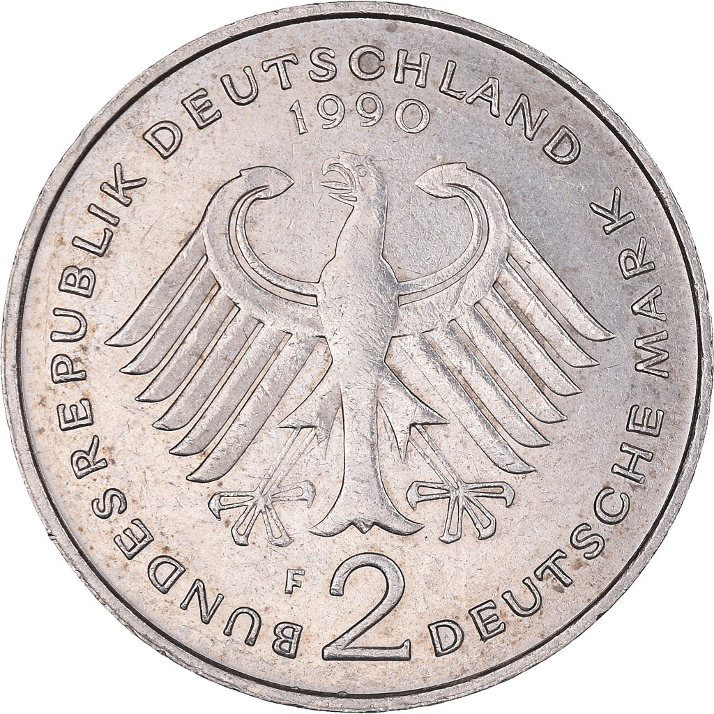 Coin, GERMANY - FEDERAL REPUBLIC, 2 Mark, 1990, Stuttgart, AU(50-53)
