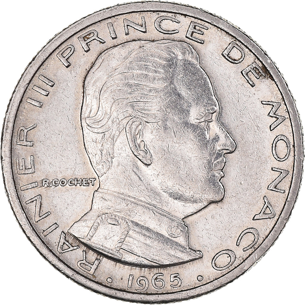 Moneta, Monaco, Rainier III, 1/2 Franc, 1965, BB+, Nichel, KM:145, Gadoury:MC