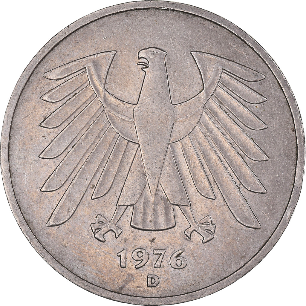 Moneta, GERMANIA - REPUBBLICA FEDERALE, 5 Mark, 1976, Munich, BB, Nichel