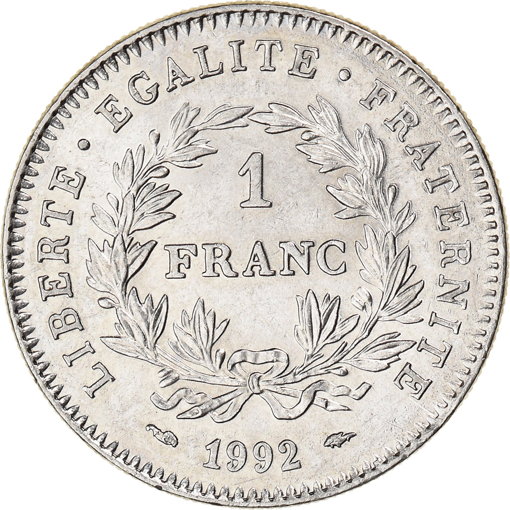 Coin, France, République, Franc, 1992, Paris, AU(55-58), Nickel, KM:1004.1