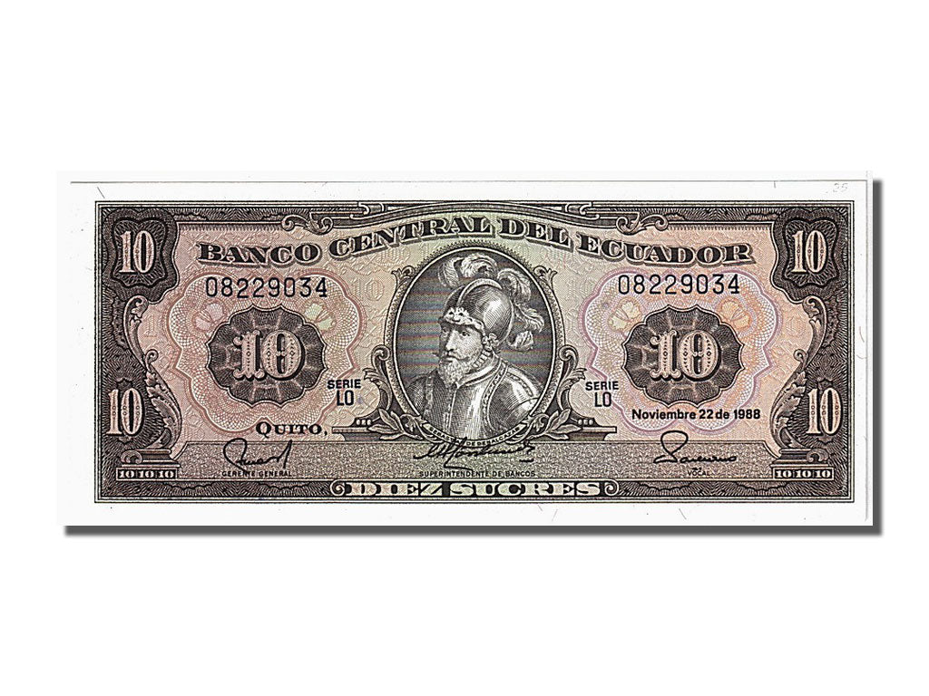 Banknote, Ecuador, 10 Sucres, 1988, 1988-11-22, UNC(65-70)