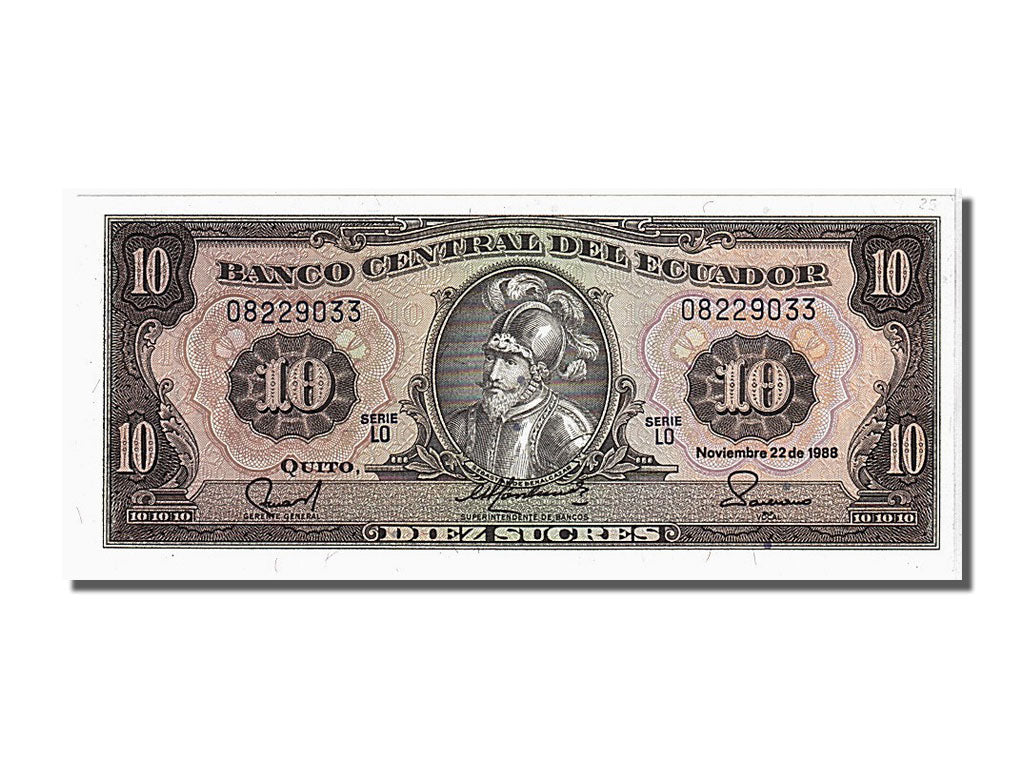 Banknote, Ecuador, 10 Sucres, 1988, 1988-11-22, UNC(65-70)