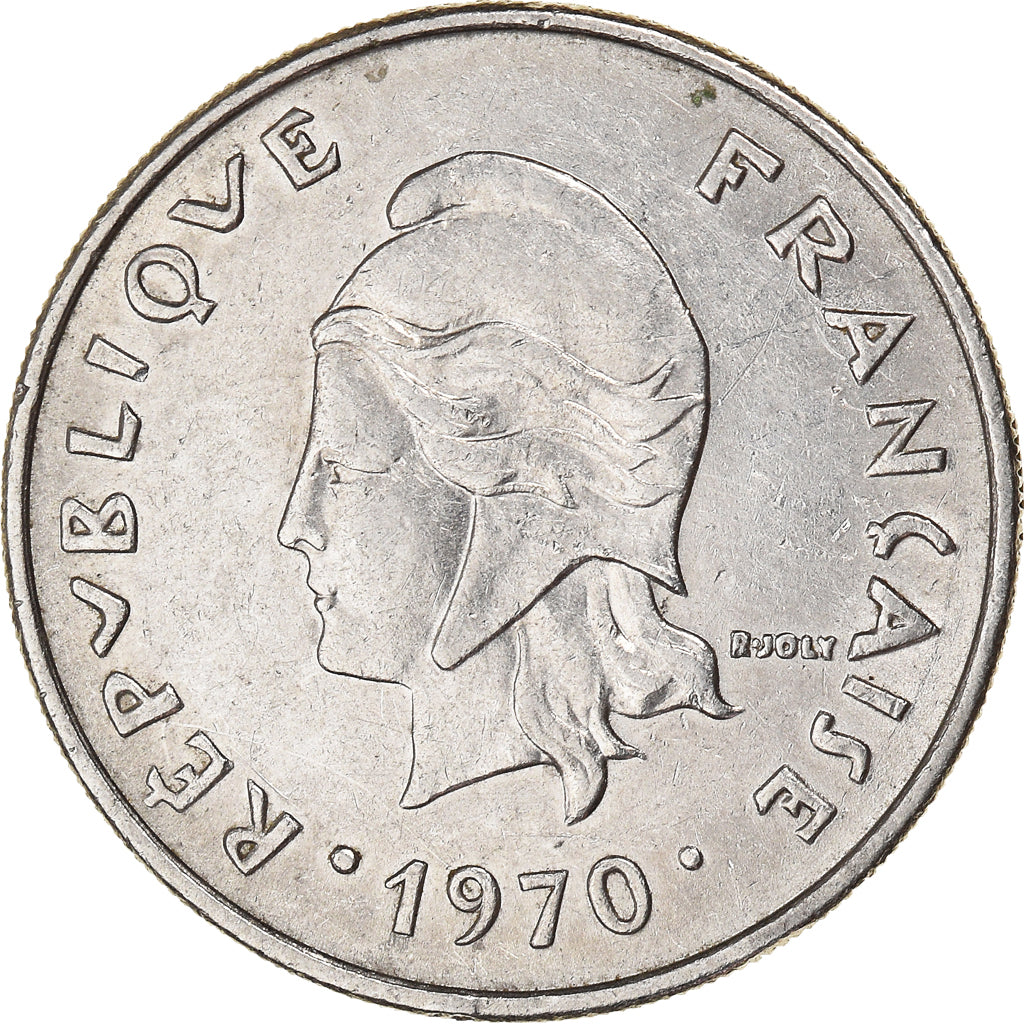 Moeda, Polinésia Francesa, 20 Francs, 1970, Paris, AU(50-53), Níquel, KM:6