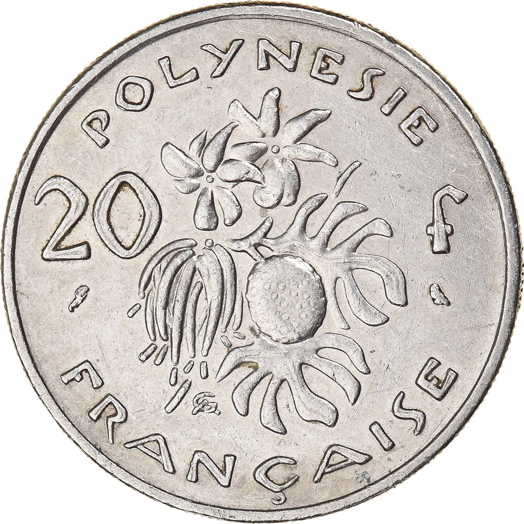 Moeda, Polinésia Francesa, 20 Francs, 1970, Paris, AU(50-53), Níquel, KM:6