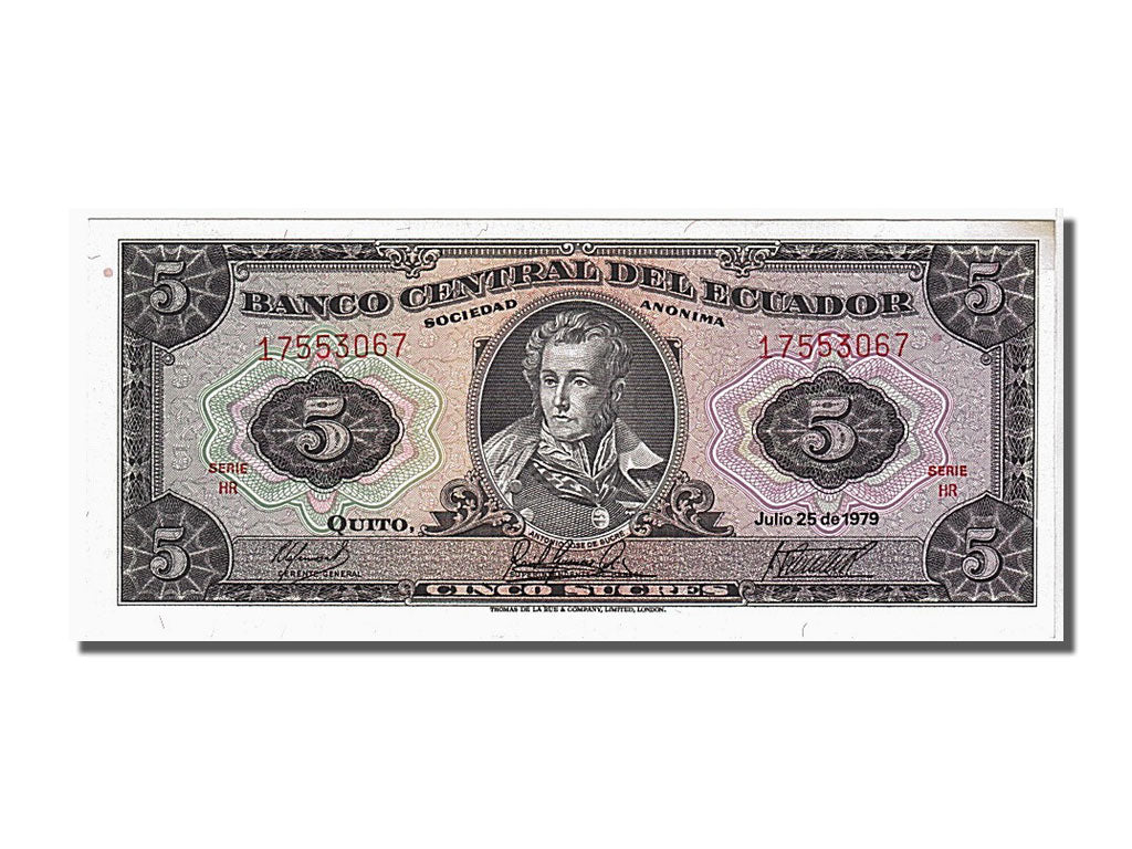 Banknote, Ecuador, 5 Sucres, 1979, 1979-07-25, UNC(65-70)