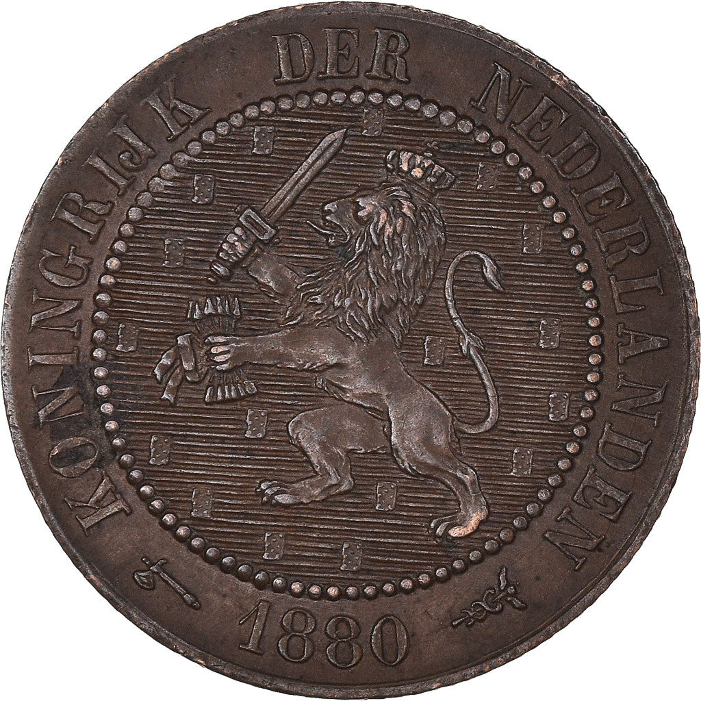 Coin, Netherlands, William III, 2-1/2 Cent, 1880, AU(50-53), Bronze, KM:108.1