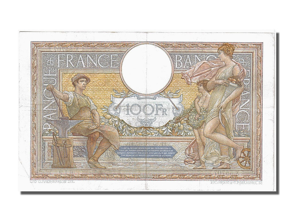 Banknote, France, 100 Francs, 100 F 1908-1939 ''Luc Olivier Merson'', 1937