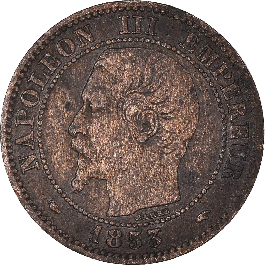 Munten, Frankrijk, 2 Centimes, 1853, Paris, FR+, Bronzen, KM:776.1, Gadoury:103
