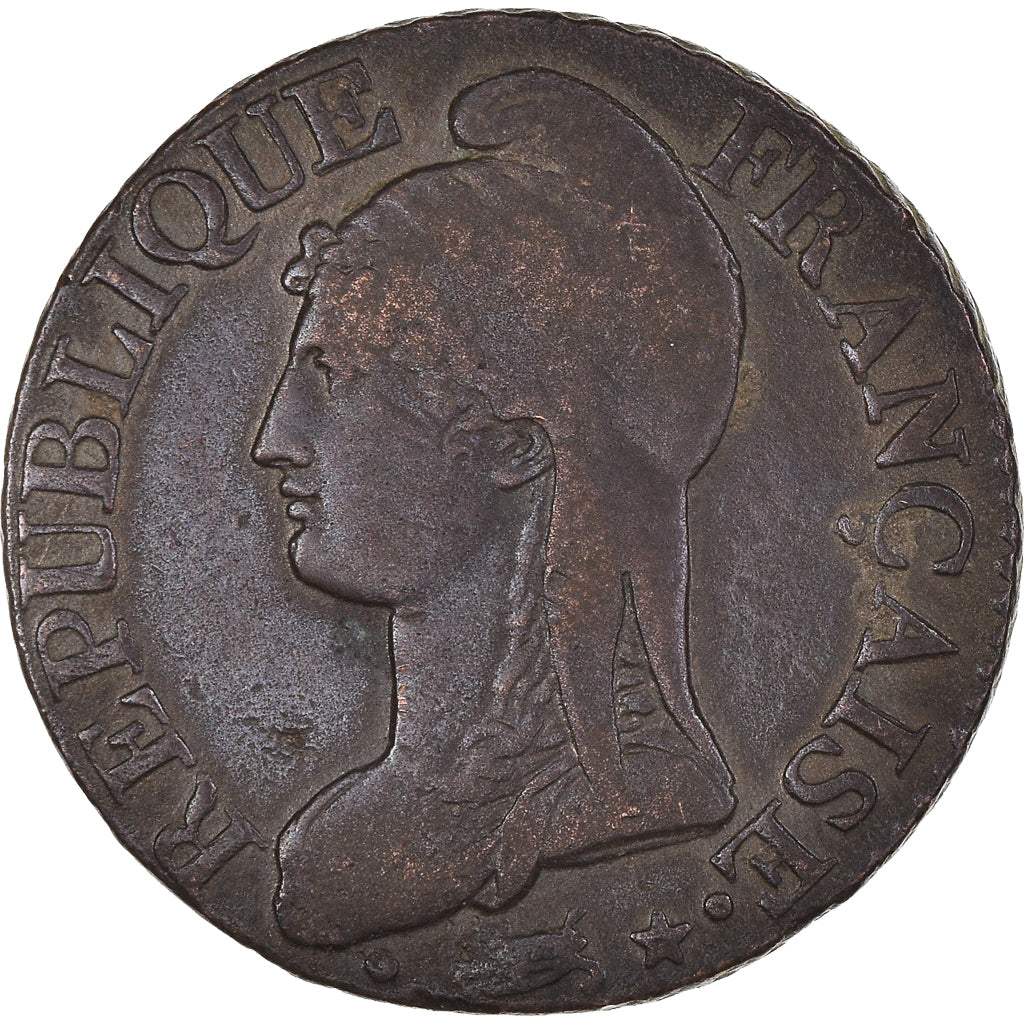 Francia, 5 Centimes, Dupré, 1793 / AN 5, Paris, Bronzo, MB+