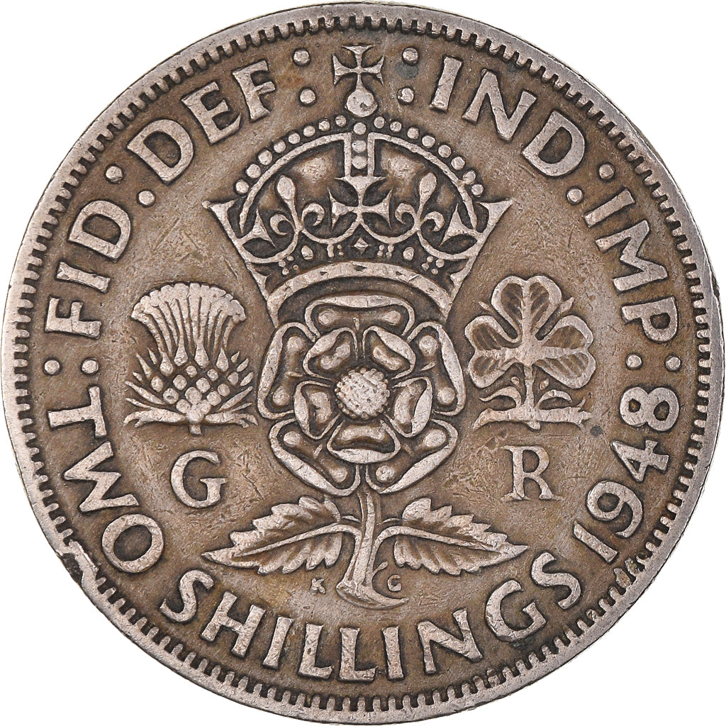 Moneta, Gran Bretagna, George VI, Florin, Two Shillings, 1948, BB, Rame-nichel