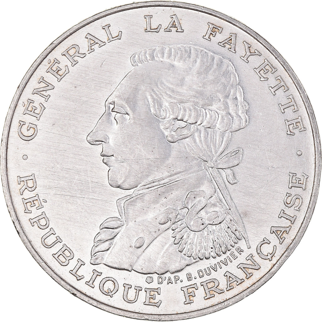 Moeda, França, Lafayette, 100 Francs, 1987, AU(55-58), Prata, KM:962