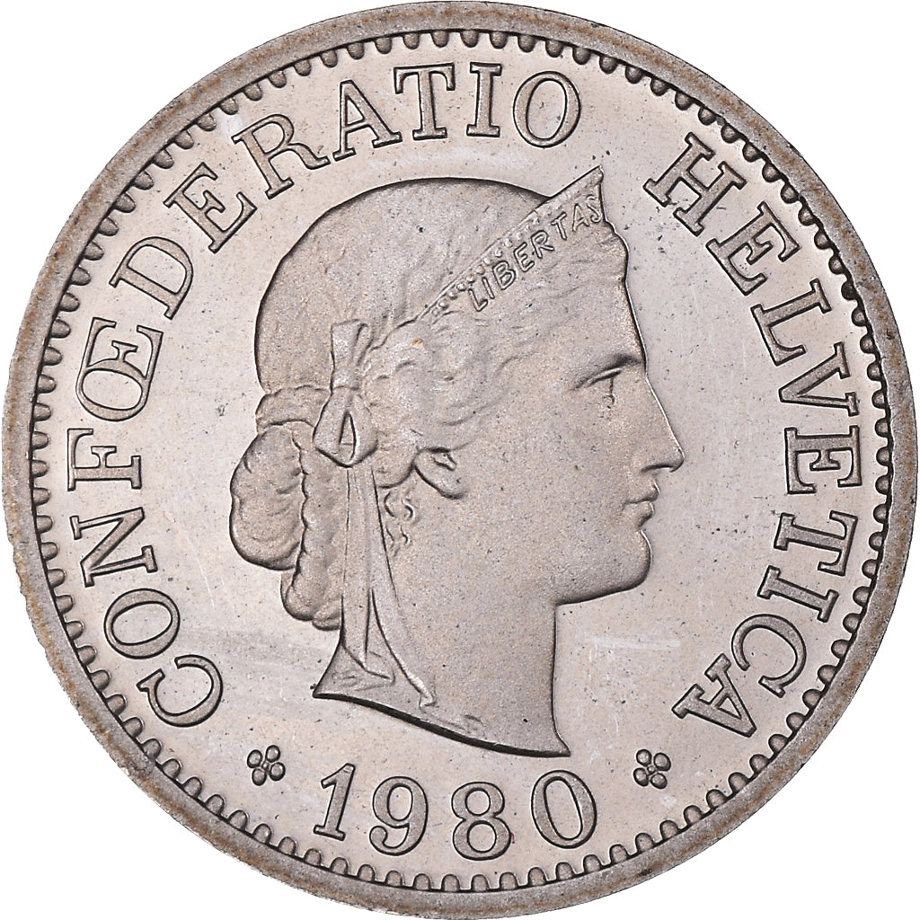 Moneda, Suiza, 10 Rappen, 1980, Bern, Proof, SC, Cobre - níquel, KM:27