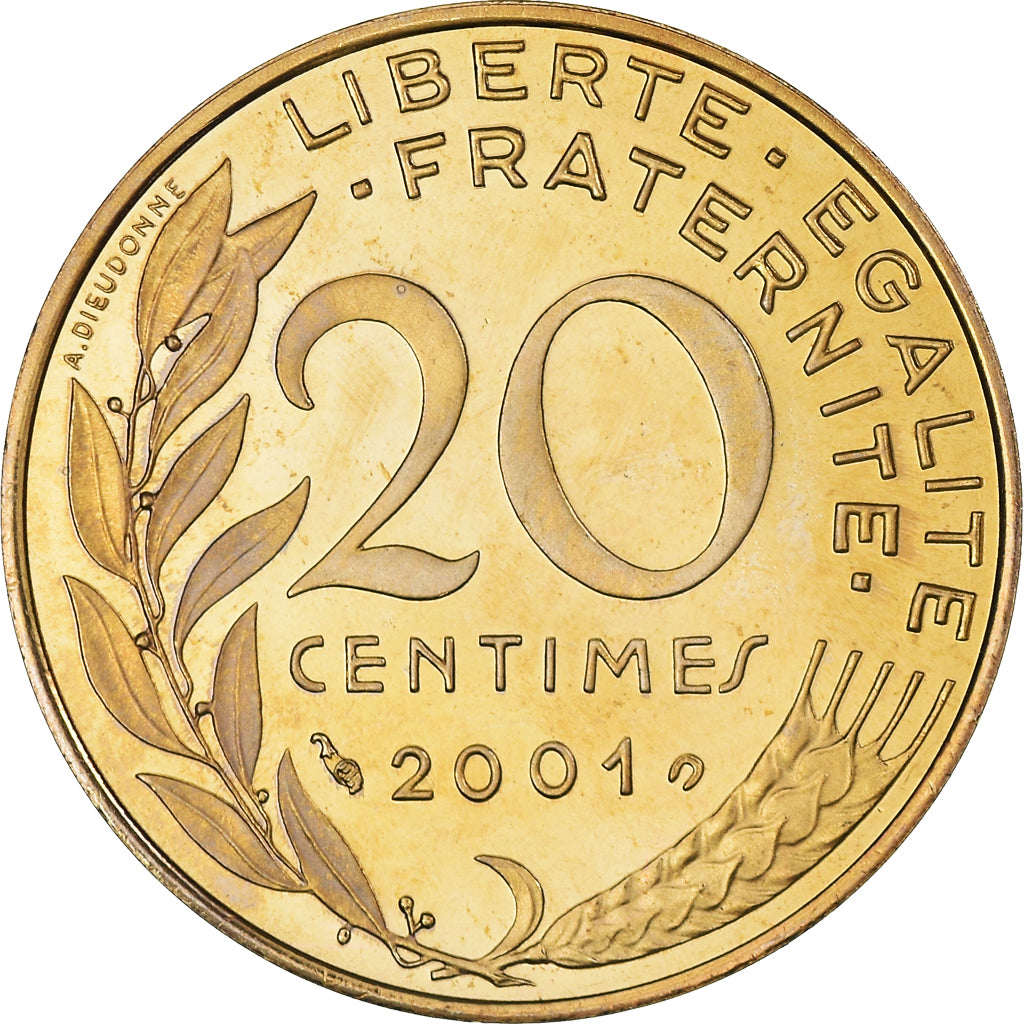 Coin, France, Marianne, 20 Centimes, 2001, Paris, Proof, MS(65-70)